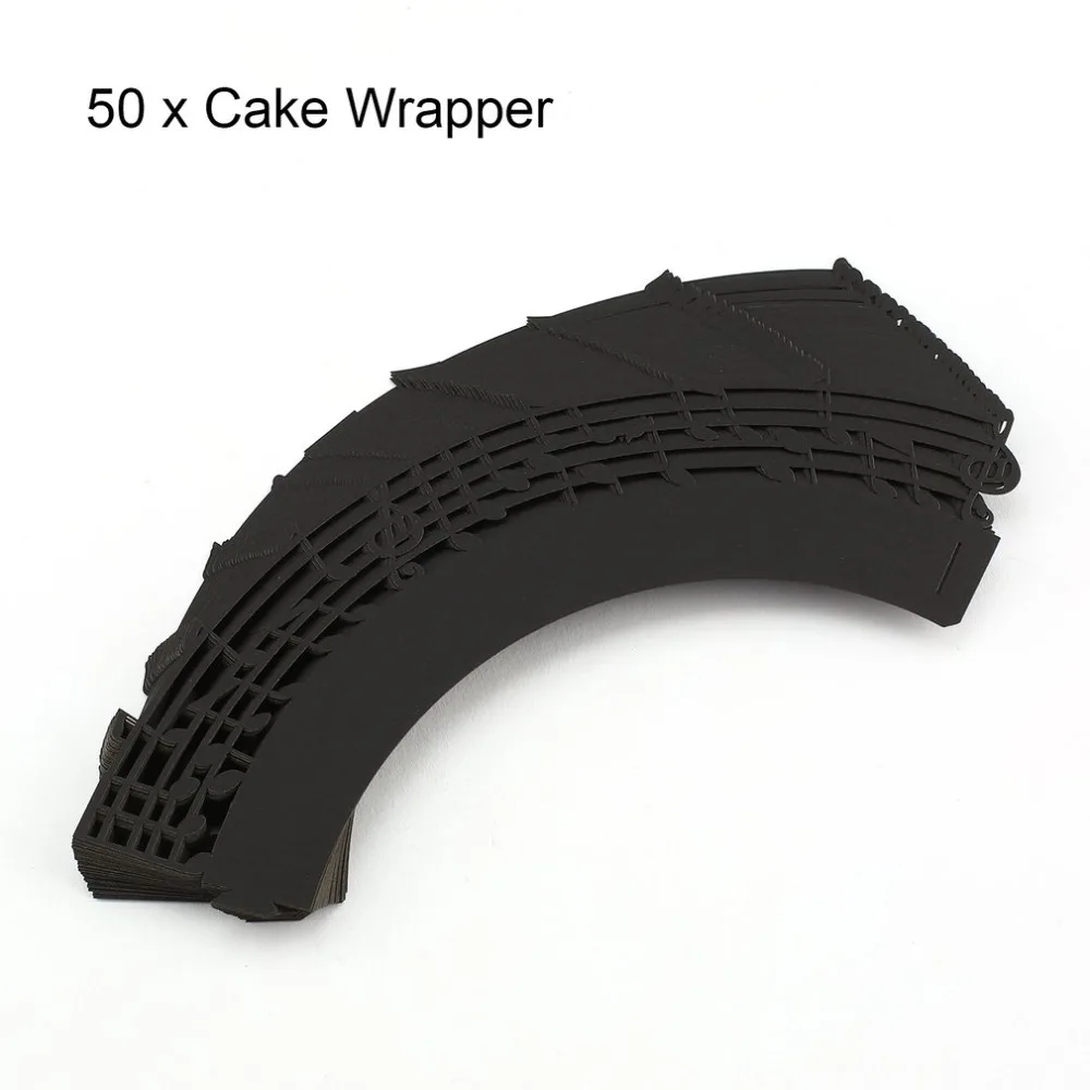 50pcs Laser Cut Cupcake Wrappers Music Notes Muffin Case Cake Paper Cup Liner Wedding Birthday Party Liners Decoration