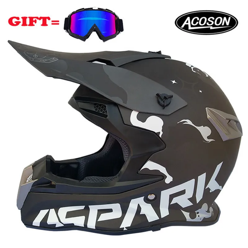 Motorcycle cross helmet for motorcycle helmet down MTB DH off road motorcycle cross racing helmet point with goggles - Цвет: 3