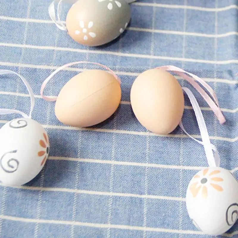 9pcs/Box Easter Simulation Egg Ornaments Child Macaron Eggs Painted Toys