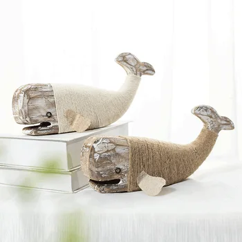 

Happy Sea Fish Vintage Wooden Home Decor Figurines Nature Wood Decorative Dolphin Crafts Living Room Tabletop/Ornaments WF