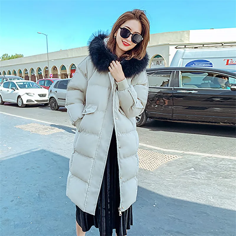 ##BUY New Arrival Long Parkas 2019 Fashion Women Winter Coat Cotton Padded Warm Thicken Ladies Coat Fur Collar Hooded Jackets XIN065