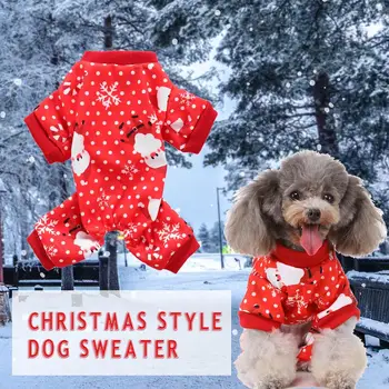 

Christmas Pet Clothes Dog Pajamas Jumpsuit Christmas Costume Cute Cartoon Clothes Shirt Xmas Dog Sweaters Red Snowman