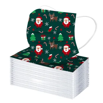 

50/100pc Christmas face Mask Adults Disposable three-layer Nonwove Mascarillas High Quality Masks elastic Earloop Mondkapjes