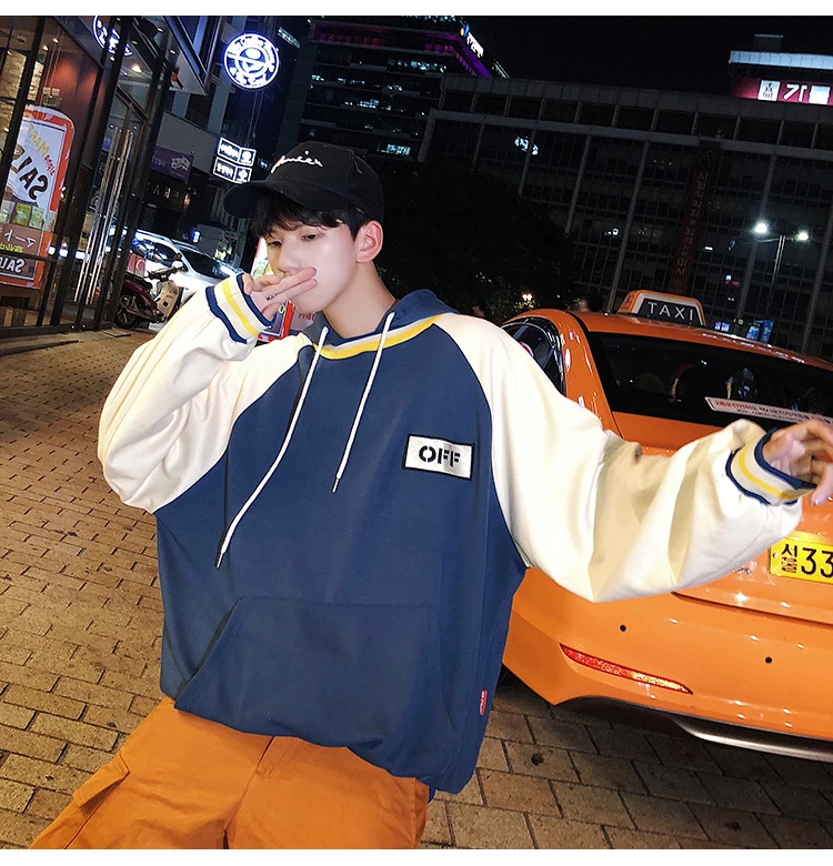 Мужские лоскутные уличные толстовки Harajuku мужские s корейские модные хип хоп толстовки с капюшоном винтажные повседневные толстовки