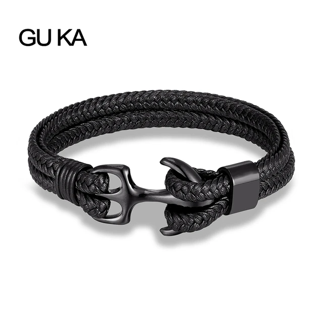 Pulsera de ancla para hombre y mujer, brazalete de cuero, oro, acero inoxidable, hecha a mano, accesorios de moda, pulseras de cuerda, venta por mayor para regalos _ - AliExpress