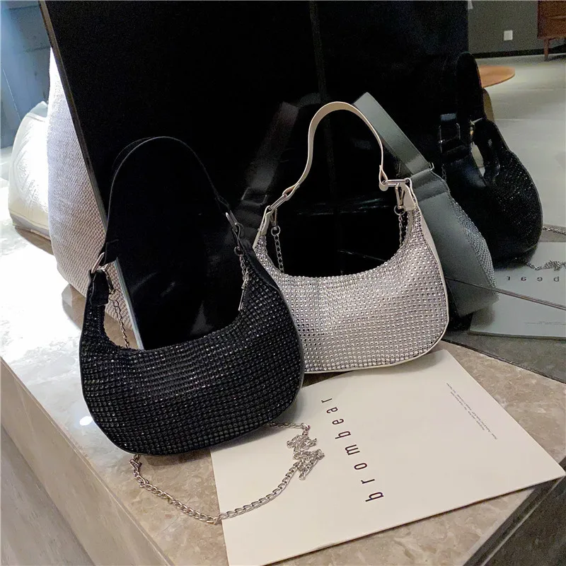 Women Luxury Shoulder Bags Diamond Hobo-bag Female Clutch Design Brand Handbag Leather PU Shiny Messenger Bag Evening Bag