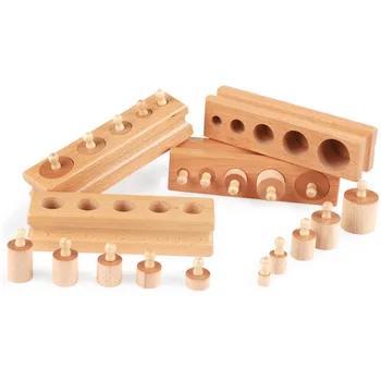 

Children Practice Development Lean Shape Baby Smooth Gift Cylinder Socket Blocks Senses Fun Preschool Educational Toy Set Wooden
