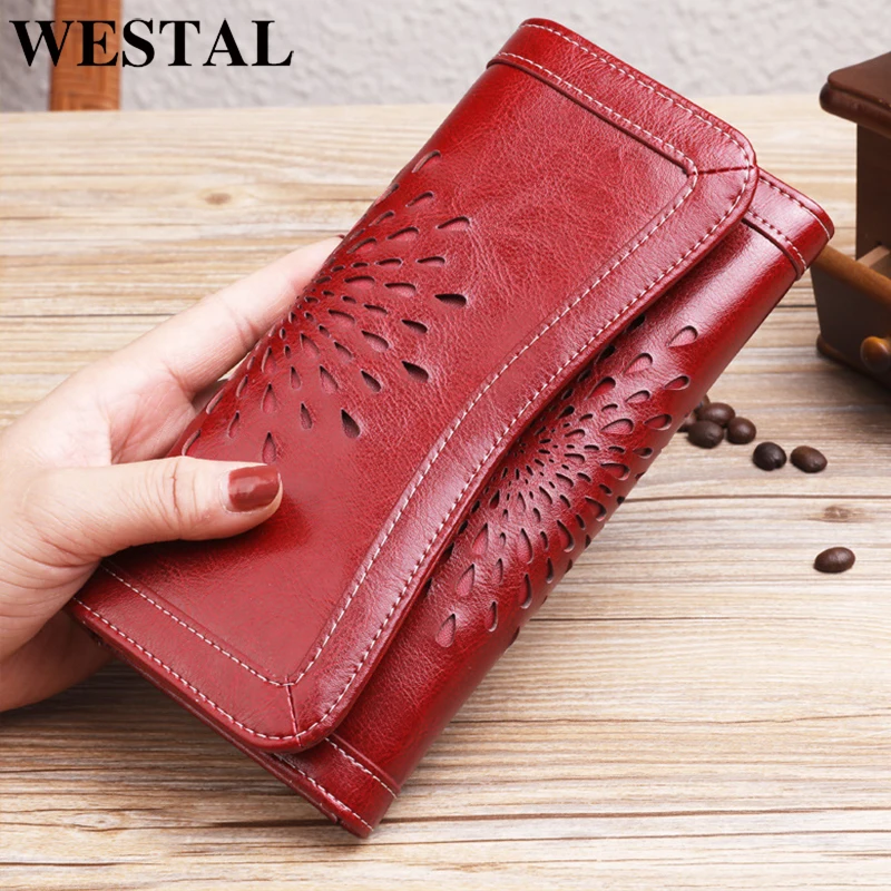 

WESTAL Women's Wallet Made of Leather Purses for Women Coins and Cards Women's Clutch Bag for Phone Coin Wallet Ladies Purses