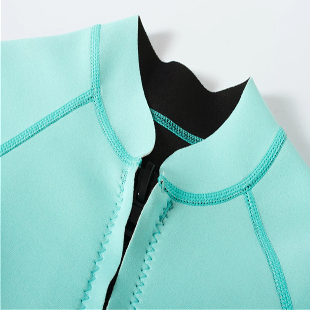 Shorty Wetsuit 2MM Neoprene Front Zip Winter Swimwear Diving Suit Blue for Women with One Dive Equipment Bag