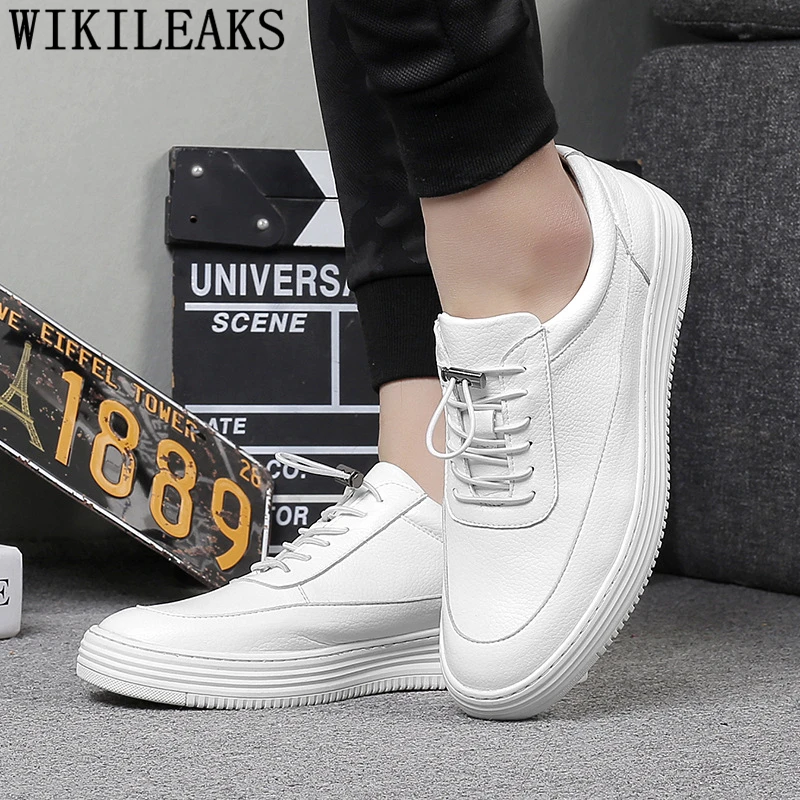 mens shoes genuine leather white sneakers elevator shoes for men leather sneakers mens casual shoes hot sale luxury brand buty