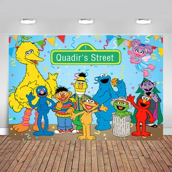 

Sesame Street Photography Backdrops Colorful Birthday Party Baby Shower Backgrounds Photo Studio Customize Shoot Prop