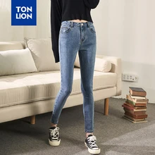 TONLION 4 Colors Denim Pencil Pants Women Ankle-Length Jeans Black Cropped Pants Slim Fit Blue and Gray Jean Pant 2020 Spring TONLION 4 Colors Denim Pencil Pants Women Ankle-Length Jeans Black Cropped Pants Slim Fit Blue and Gray Jean Pant 2020 Spring