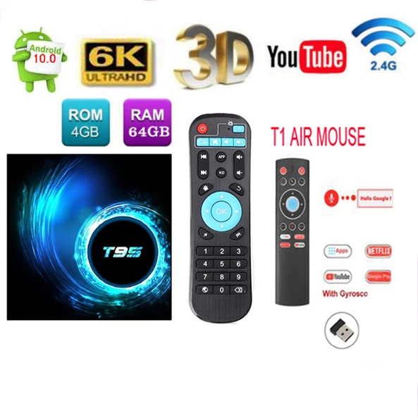 T95 H616 Android 10,0 Smart tv Box 4 ГБ 32 ГБ/64 Гб Allwinner quad core 1080P H.265 4K медиаплеер 2G 16G поддерживает google netflix