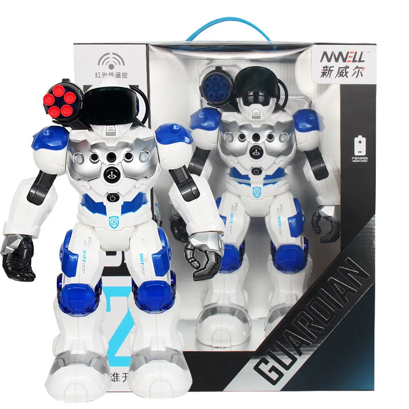 

New Products AMWELL New Weir 8088 Machinery Cops Motion Programming Smart Patrol Remote Control Robot Dancing Toy