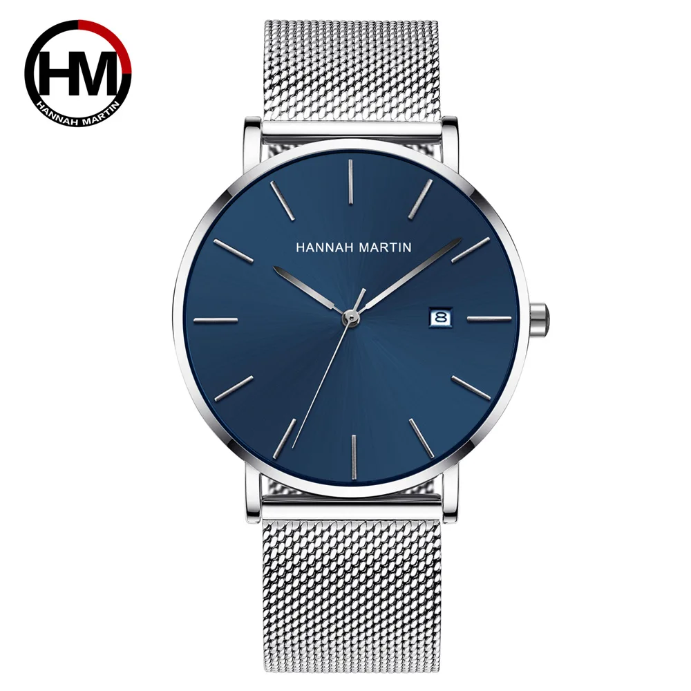 Мужские часы 2019 Топ бренд класса люкс синие ультра тонкие кварцевые мужские Minimalis