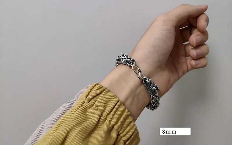 New S925 pure silver fashion jewelry, personalized Thai silver dragon scale bracelet for men handmade men mighty dragon bracelet
