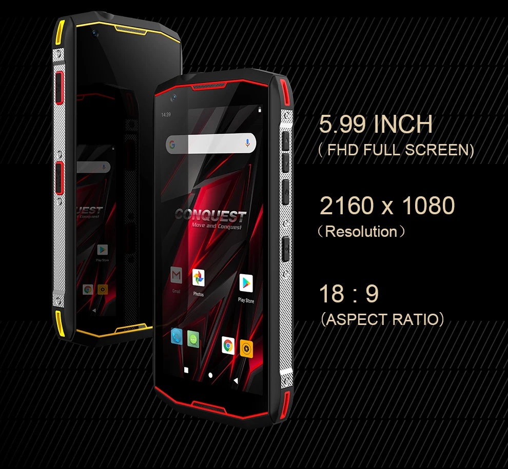 Conquest S12 pro Прочный IP68 водонепроницаемый смартфон 5,9" ips дисплей Android 9,0 MTK6771 рация ПМР мобильный телефон