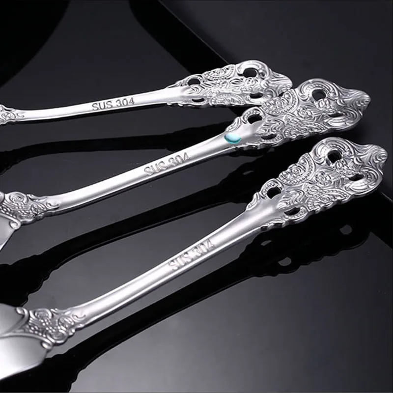 US $58.68 24pcs Gold Cutlery Set 304 Stainless Steel Dinnerware Set Tableware Dinner Knife Fork Spoon Silverware Dishwasher Safe