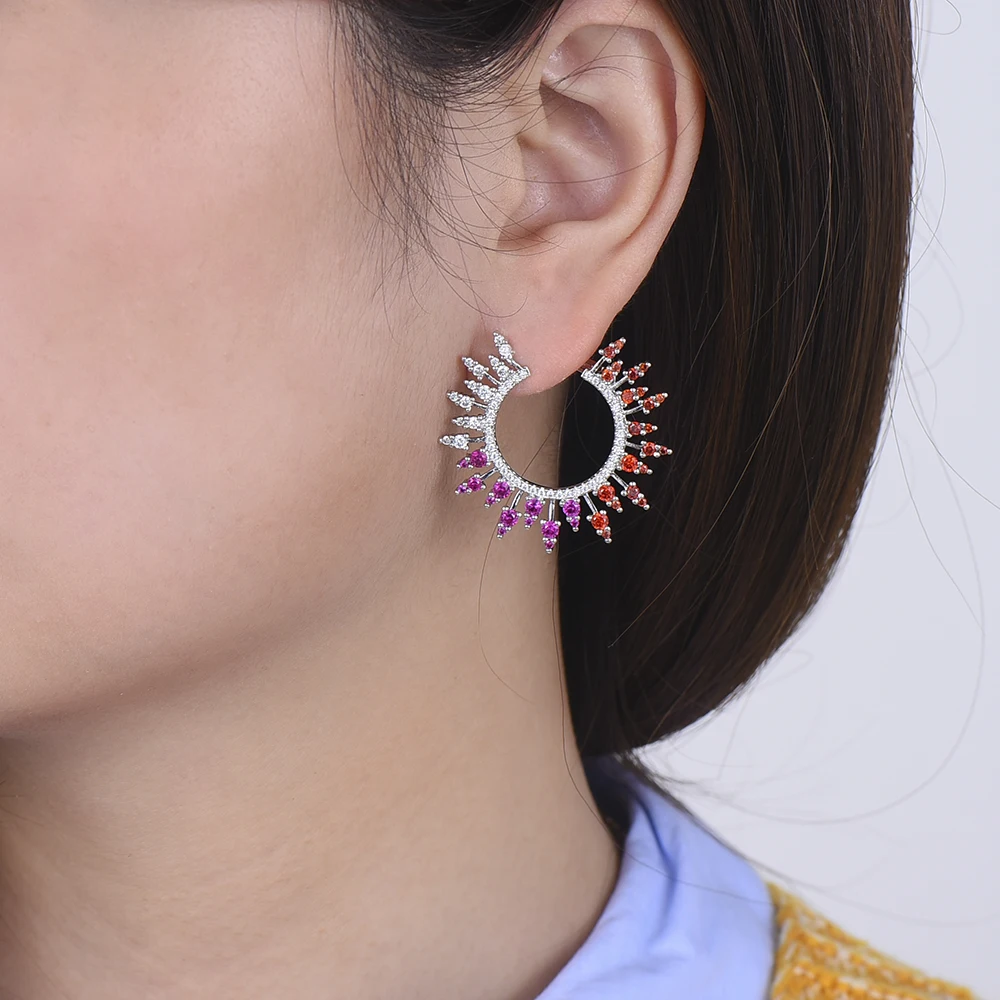 LARRAURI Trendy Full Cubic Zirconia Inlaid Earrings For Women Fashion Women Stud Earrings Party Wear Crystal Jewelry