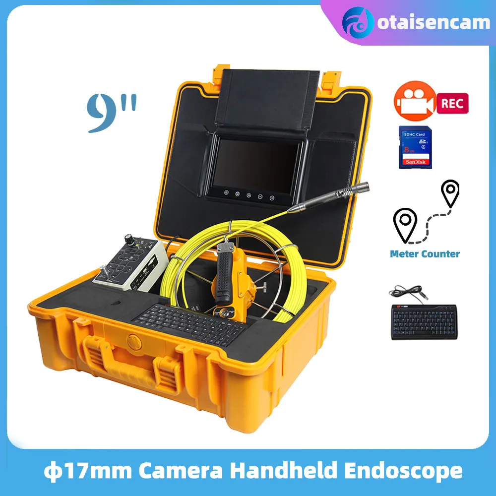 WOPSON17mmCameraDrainSewerPipeInspectionEndoscopeSystem9Touch