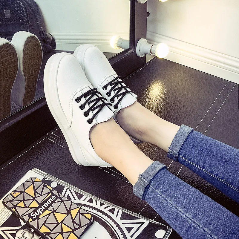 

2019 new canvas shoes women's thick-soled wild Korean casual shoes
