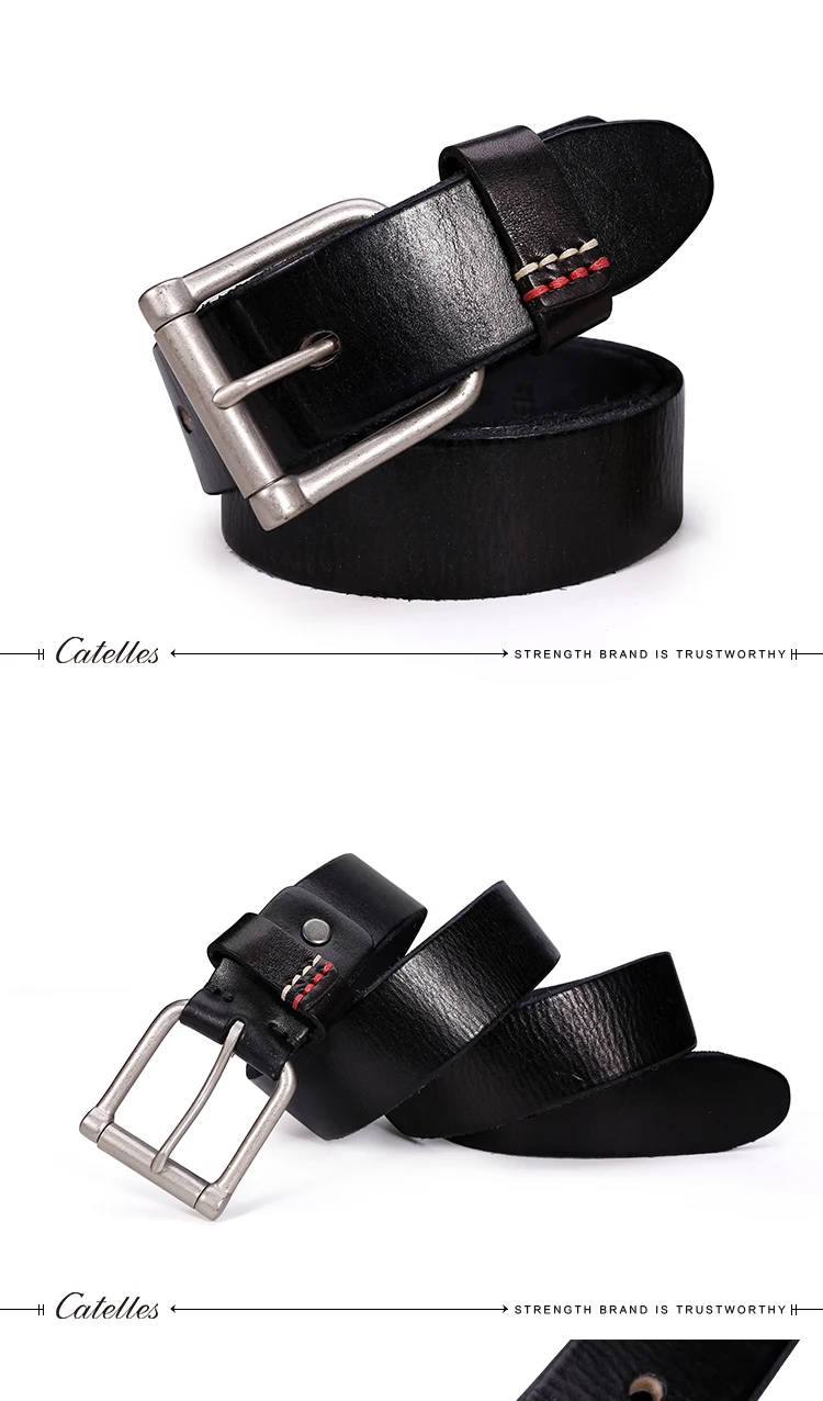 Brand Catelles Formal Leather Belt Waist Metal Pin Buckle Four Color Men Belt