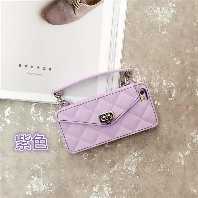 Модный чехол-кошелек через плечо для мобильного телефона, чехол для iPhone XS MAX XR X 8 7 6 6s Plus, чехол для карт, сумочка, кошелек с длинной цепочкой - Цвет: Фиолетовый