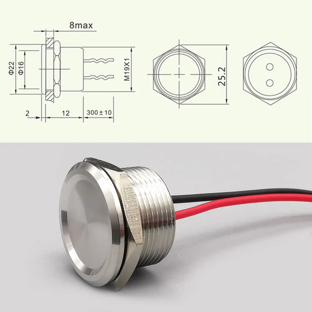 Mount Hole, 200MA, 24VDC, 19 milímetros