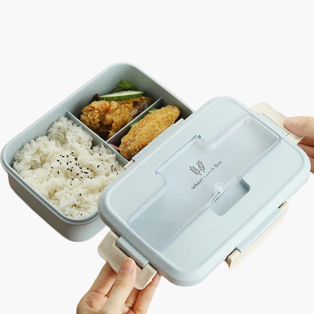 Микроволновый Ланч-бокс из пшеничной соломы, столовая посуда, контейнер для хранения еды, Детская школьная офисная портативная коробка для Бенто-взрослых