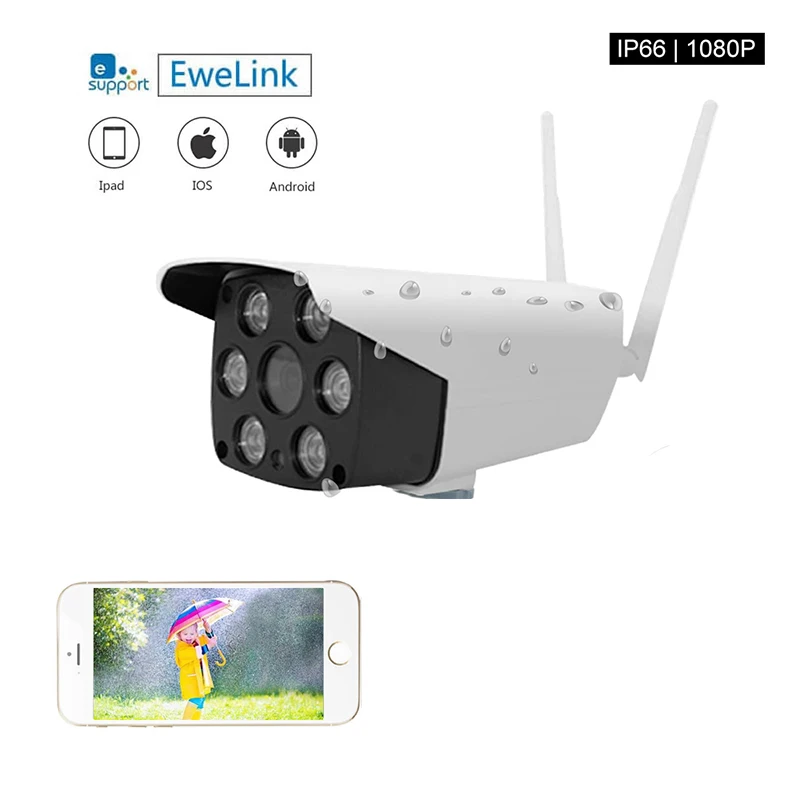 

EWeLink Waterproof IP Camera Smart IOT Camera HD 1080P Outdoor two-way audio intercom night vision IR LED camera