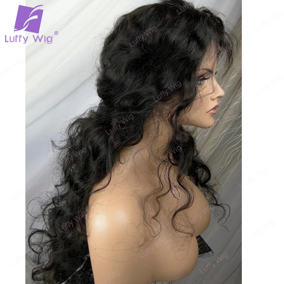 Human hair wig lace front wigs 13x6 Lace Front Wig Human Hair Wavy Brazilian Remy Hair Wigs Pre Plucked 200 Density Hd Transparent Lace For Black Women Luffy