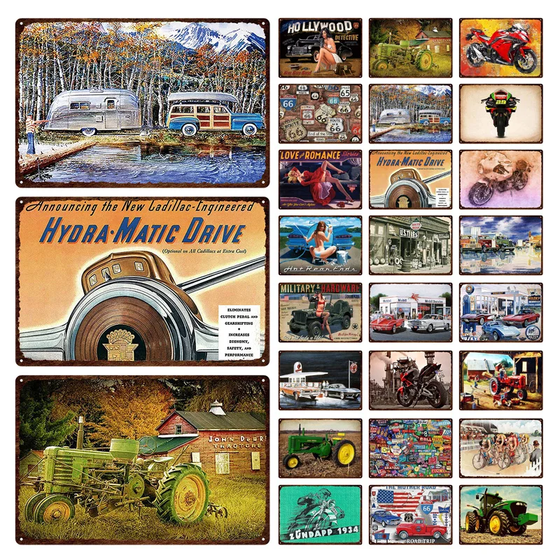 Mobil Route 66 Motorcycle Vintage Plaque Metal Tin Signs Poster Wall Decor Plate for Club Gas Station Garage Service Area | Дом и сад