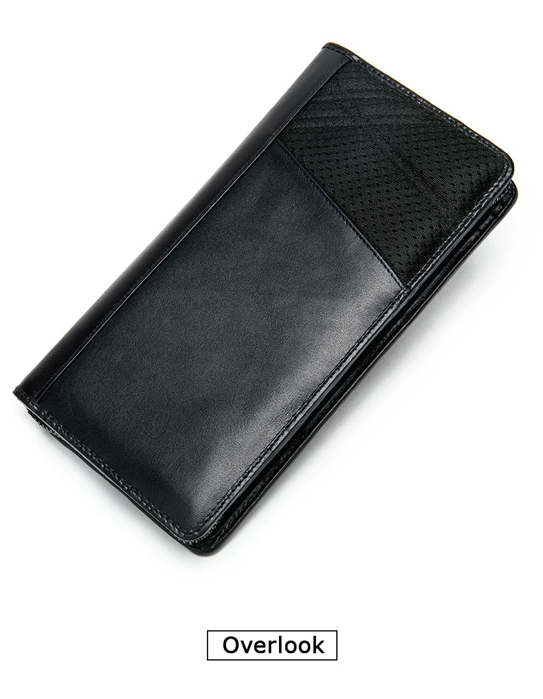 Men Wallet Genuine Leather Clutch Purses Wallets Top Layer Cowhide Multi-function Card Long Wallet Passport Coin Money Bag