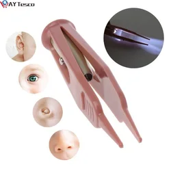 Baby Flashlight Dig Booger Clip Infants Clean Ear Nose Navel Visible Safety Tweezers Safe Forceps Cleaning Supplies