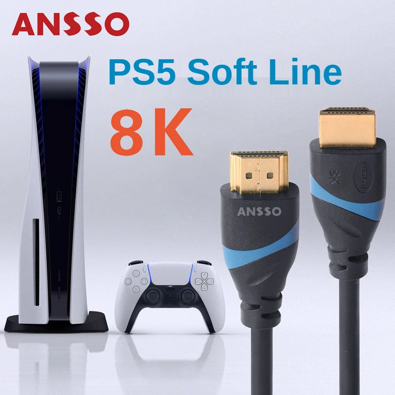 Ansso 8K Ультратонкий Мягкий HDMI-кабель 2 1 PS5 игровая консоль X S GeForce с HDMI типа A на Тип 5