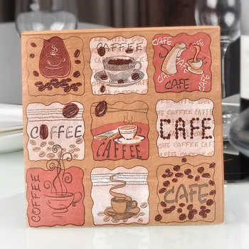 

33 X33cm- 80pcs Coffee Pattern Color Napkin Restaurant Coffee Shop Towel Placemat Cups Paper 80 zhang chun Pulp Printing