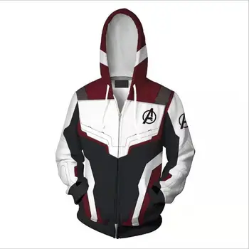 

Spring and Autumn man casual 3D hooded Sweatshirt male casual patchwork Zip Hoodie Avengers 4 Quantum Warrior Concept