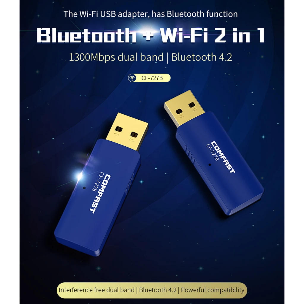1300Mbps USB WiFi Adapter, Dual Band 5GHz / 2.4GHz Wireless Adapter for PC/Desktop/Laptop