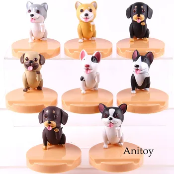 

Cat and Dog Diary Cute Dog Action Figure Phone Holder Cartoon PVC Collectible Model Toy Decoration Dolls 8pcs/set