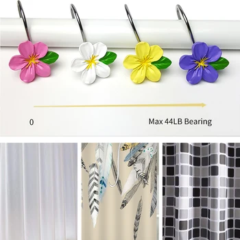 

12pcs Shower Curtain Hooks Pinecone Resin Decorative Bath Curtains Hooks Rings Metal Bathroom Curtains Hooks Curtain Accessorie