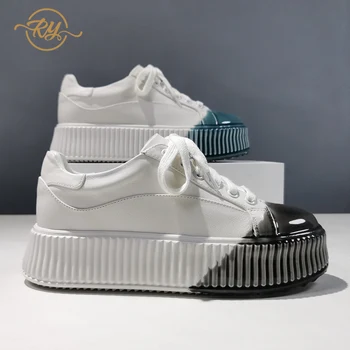 

RY-RELAA Europe station sneakers women 2020 fashion Genuine Leather womens luxury shoes ins chunky sneakers women casual shoes