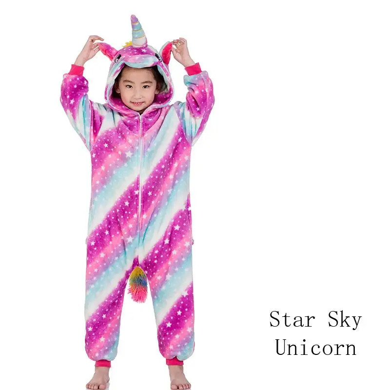 Kigurumi/Детские пижамы с единорогом; детские зимние комбинезоны; одежда для сна; пижамный комплект для мальчиков и девочек; Симпатичная Пижама Тоторо-животных - Цвет: Star Sky TianMa