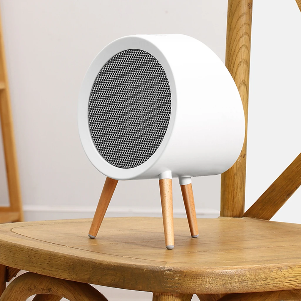 Mini Desktop/Floor Space Heater, Ceramic Heater with 3 Wooden Legs Simple Design