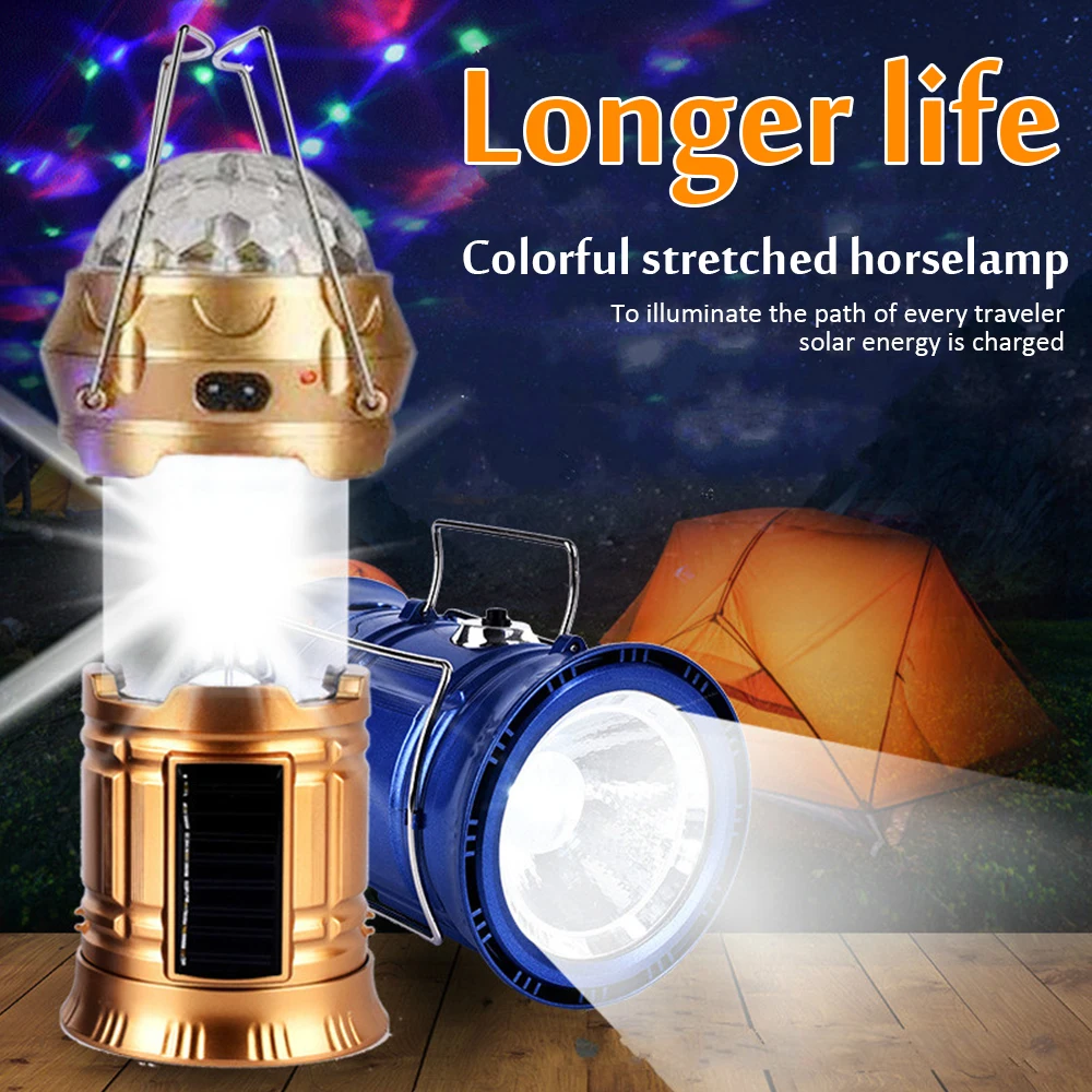 

Multi-functional LED Solar Lantern Portable Tent Light for Camping Household Emergency Lamp Small Stage DIsco RGB Night Light