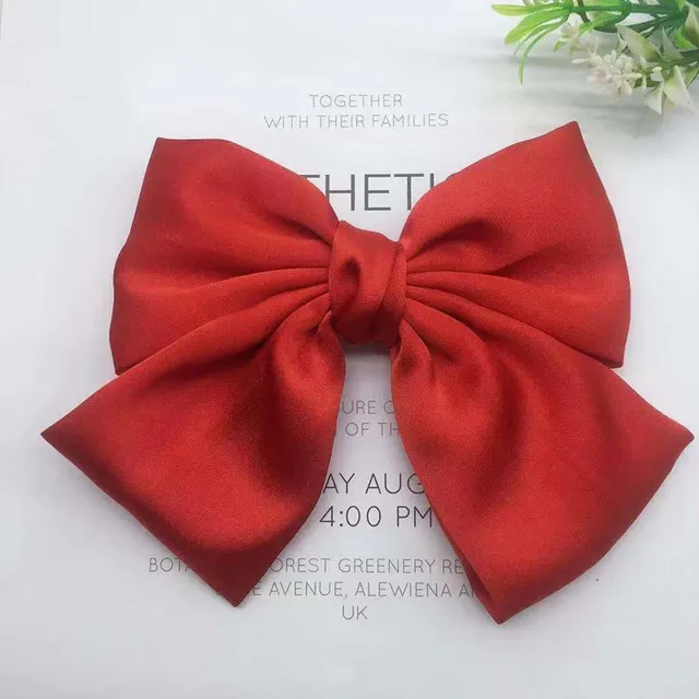 Fashion Ribbon Hairgrips Big Large Bow Hairpin For Women Girls Satin Trendy Ladies Hair Clip New Cute Barrette Hair Accessories Red