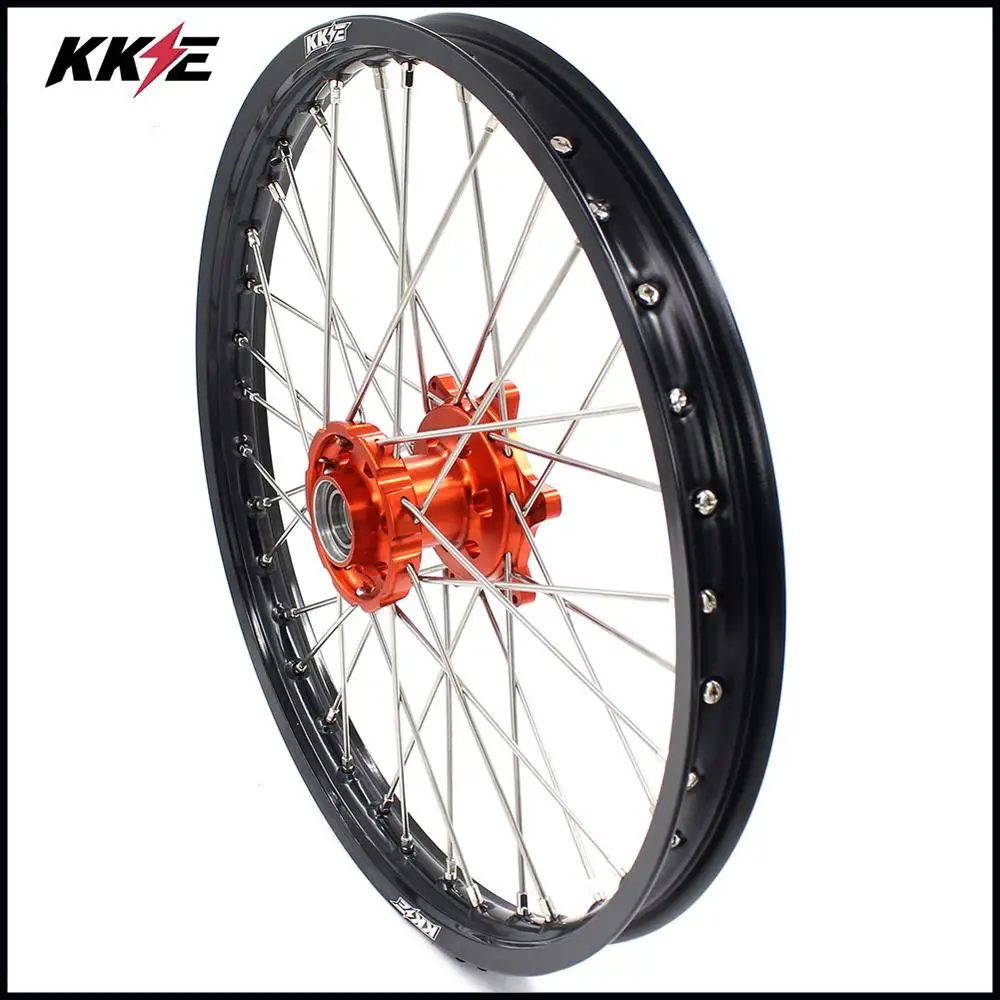 Набор колес KKE 21 & 19 MX для SX XC W SXF 125 150 250 350 450 505 300 2003 2021 оранжевая втулка|spoke