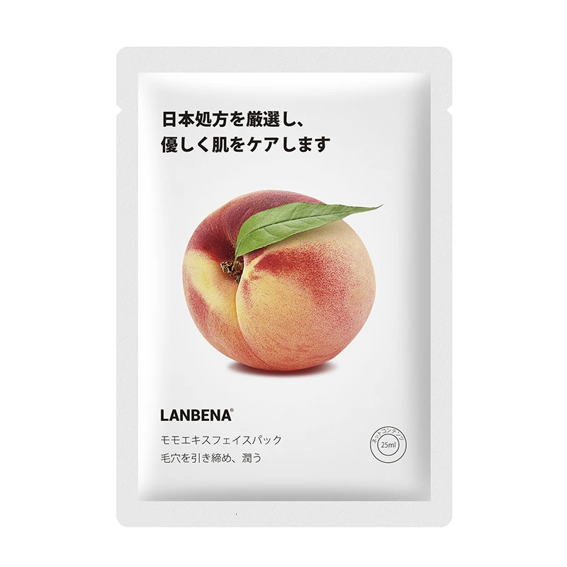 Peach LANBENA маска для лица фруктовая маска для лица для женщин глубокое увлажнение отбеливание увлажняющая против старения вода Блокировка растений свежий уход за кожей - Цвет: Peach