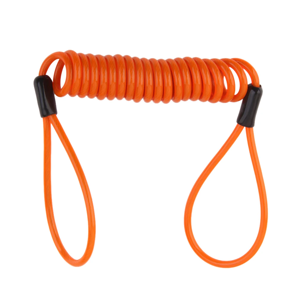 Safety Lanyard Spring Coil Wire Rope Disc Brake Lock Reminder Cable -Orange