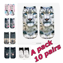 QianBei, 10 пар/упак., новинка,, женские носки с 3D принтом, брендовый носок, модные носки унисекс, женские низкие носки, распродажа