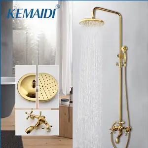 Columna de ducha LED dorada para baño, pantalla de temperatura, sistema de  ducha de masaje multifuncional con PISTOLA DE PULVERIZACIÓN de alta presión